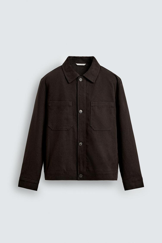 ZARA СТЕГАНАЯ КУРТКА ИЗ ЛИОЦЕЛЛА И ХЛОПКА, ШОКОЛАДНЫЙ