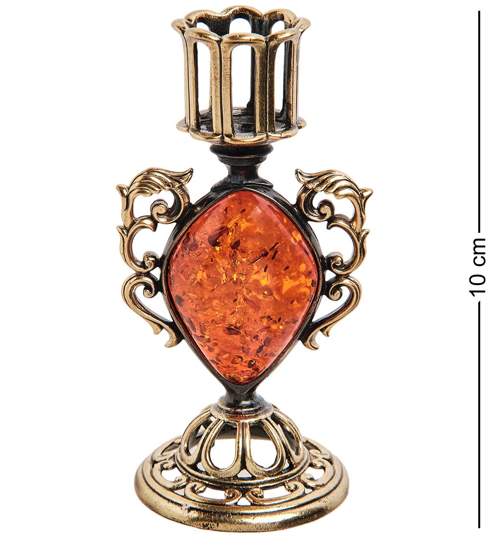 Народные промыслы AM-2950 Подсвечник «Канделябр» (латунь, янтарь)