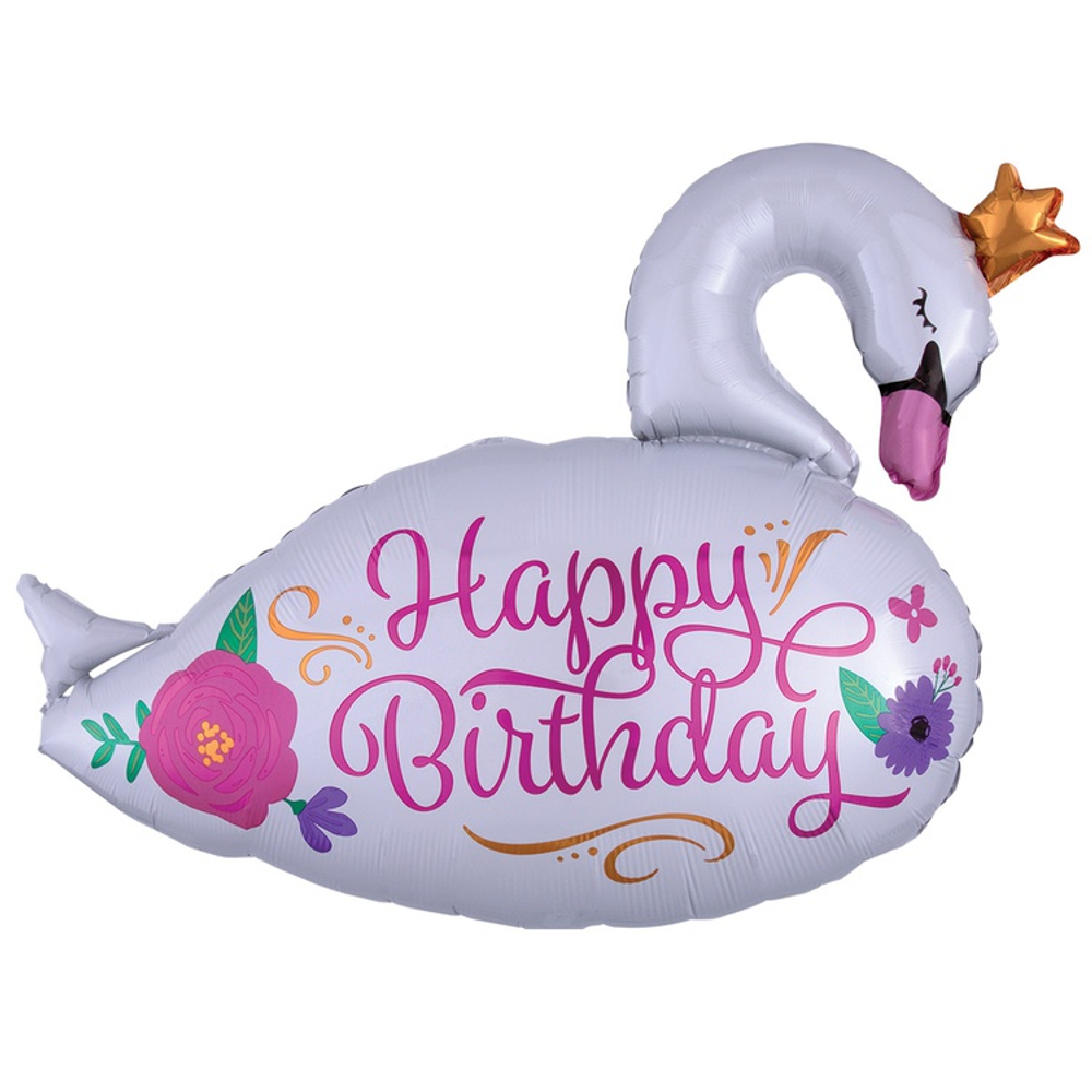 Шар Фольгированный Лебедь белый (Белый)
