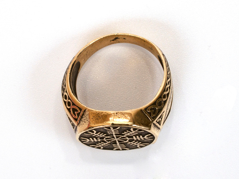 Перстень-оберег из бронзы Агисхьяльм RH00610