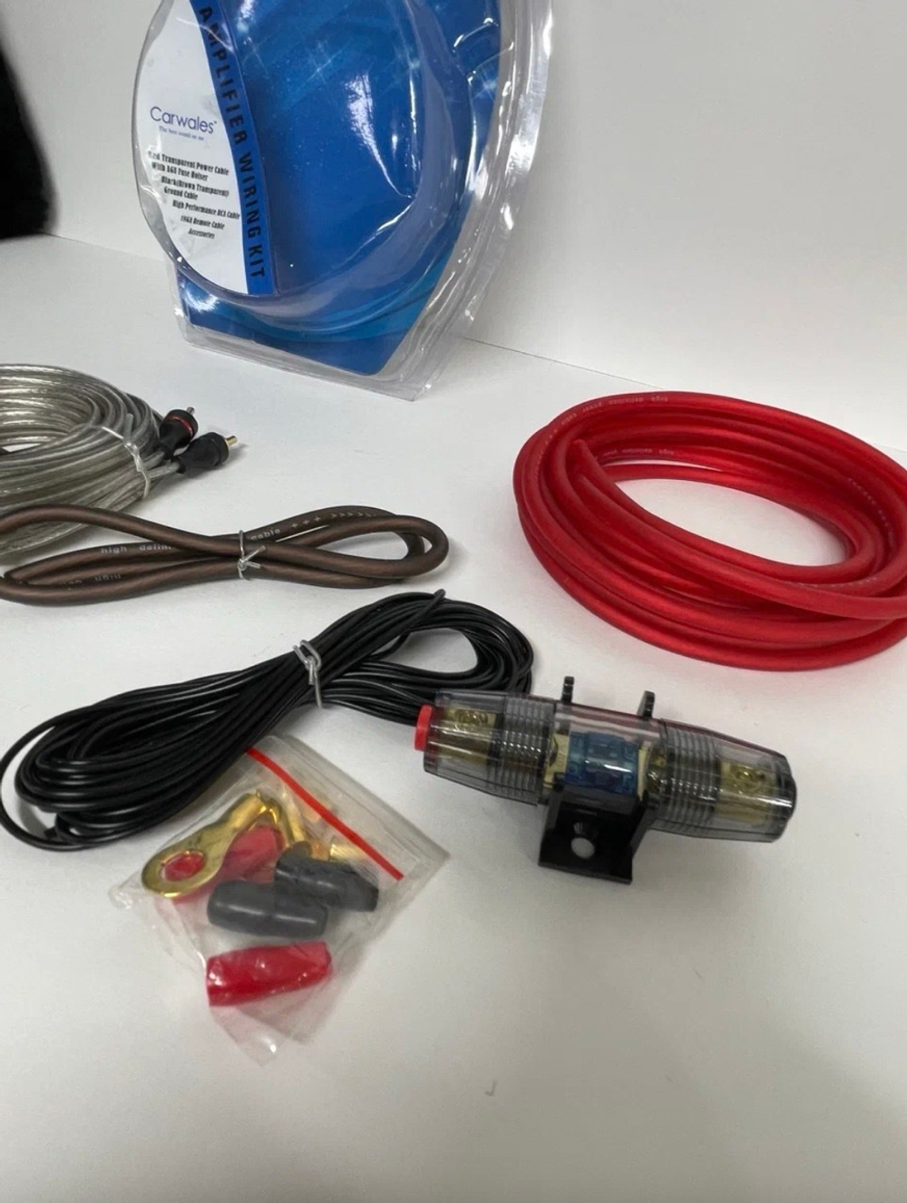 RA-08 / Комплект проводов для установки 2-х канального усилителя и сабвуфера, медные кабели, Carwales RA-08, TG (1 шт. / комплект)