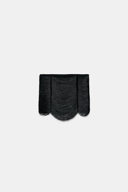 ZARA МИНИ-ЮБКА С БАХРОМОЙ, ЧЕРНЫЙ