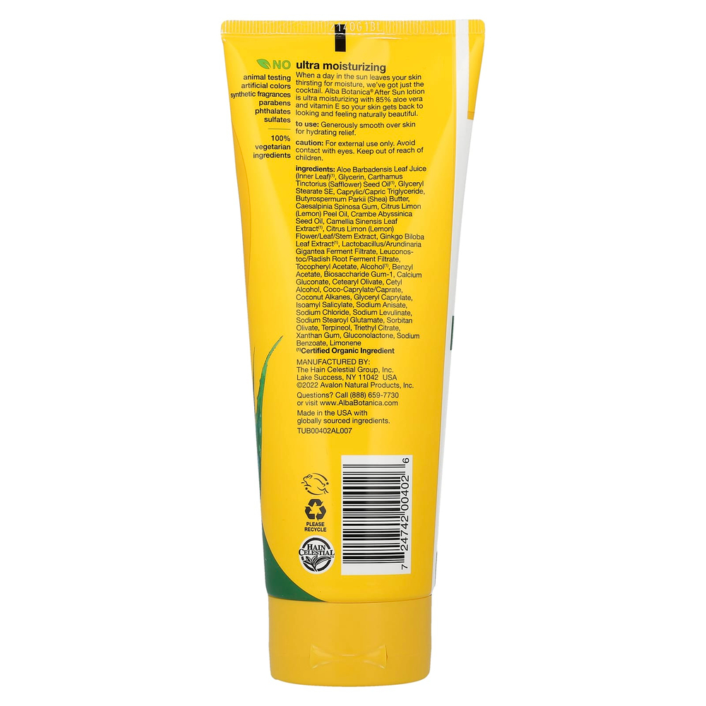 Alba Botanica, лосьон после загара, 85% алоэ вера, 237 мл (8 жидк. унций)