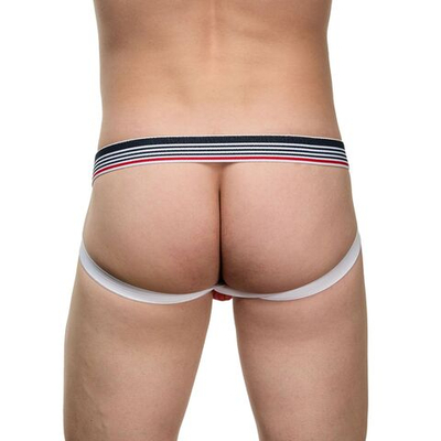 Мужские красные трусы-джоки с цветной резинкой (Размер: S-M) (Цвет: красный)