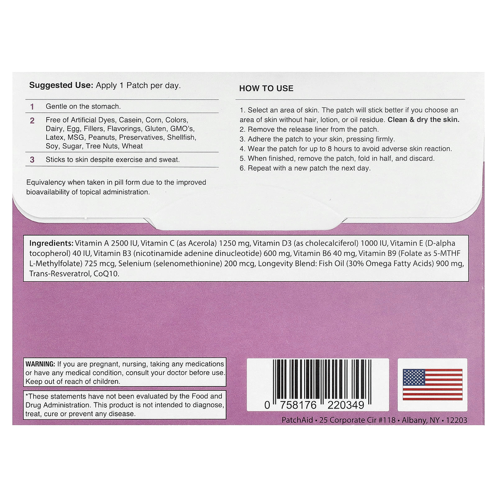 PatchAid, комплексный антивозрастной патч, 30 патчей