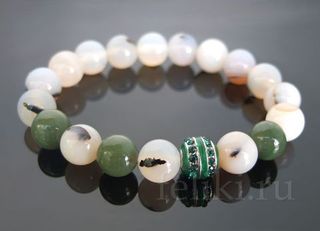 браслет из агата и нефрита