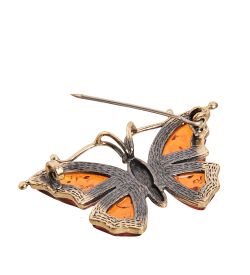 AM- 180 Брошь «Бабочка» (латунь, янтарь)