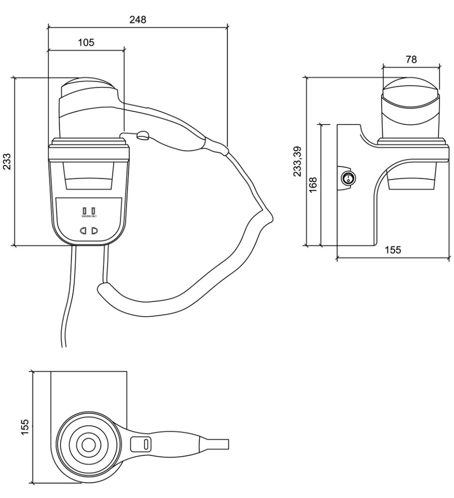Фен настенный 2200 W ABS HOTEL LINE 02012.W белый