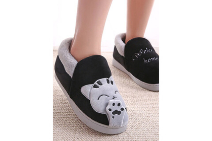 Тапочки Funfur Кот Серый с задником 44-45 Черный