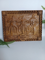 Картина- Панно Медведица резная из дуба 30*28 см