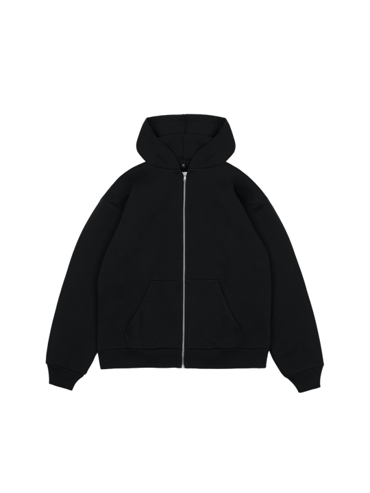 Худи оверсайз на молнии с начёсом (черный)