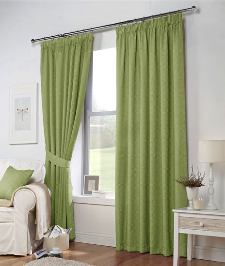 Длинные шторы. Тоскана (салатовый) рогожка.