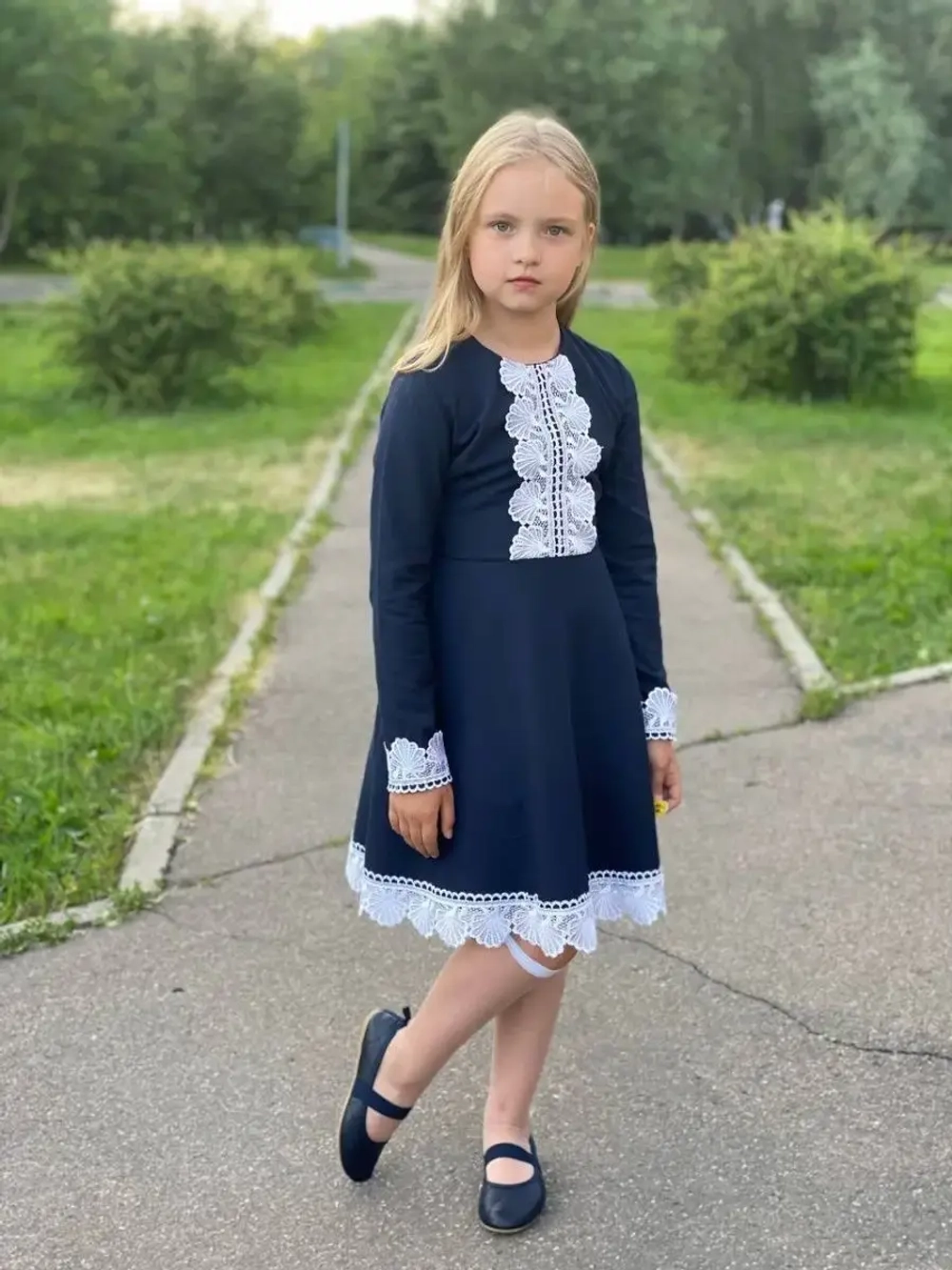 Платье школьное с длинным рукавом
