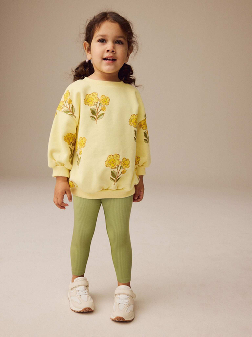 Толстовка и легинсы в комплекте для девочки Next E54-932, Светло-желтый, Салатовый