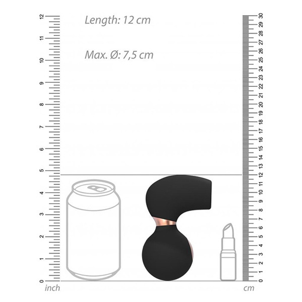 Черный вакуум-волновой клиторальный стимулятор с вибрацией Irresistible Invincible Black IRR003BLK