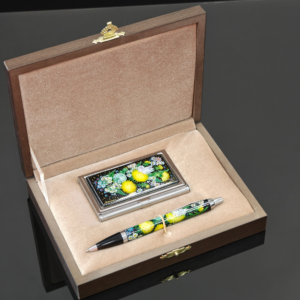 Набор подарочный "Одуванчики" №2 (визитница персональная, ручка Паркер)