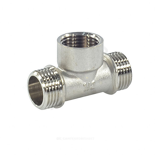 Тройник латунь никель Ду 20 (3/4") НР/ВР/НР SantechSystems