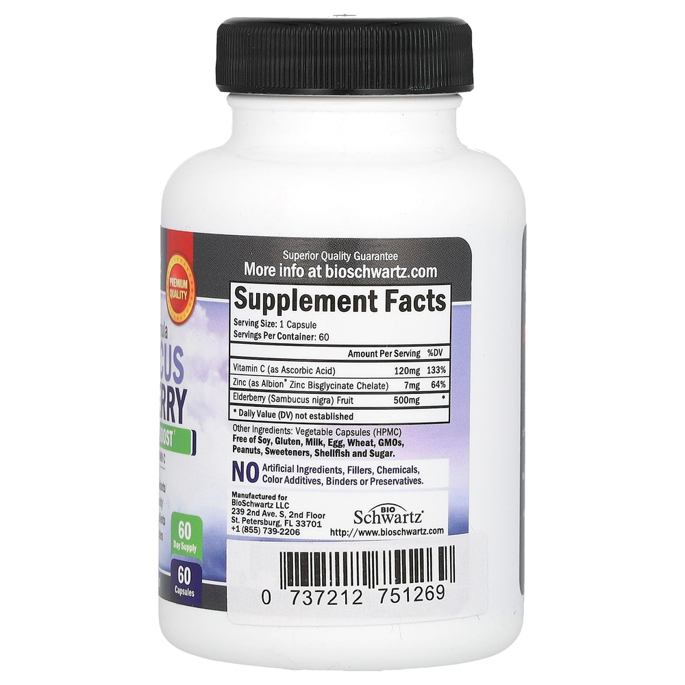 BioSchwartz, бузина с цинком и витамином C, 60 капсул