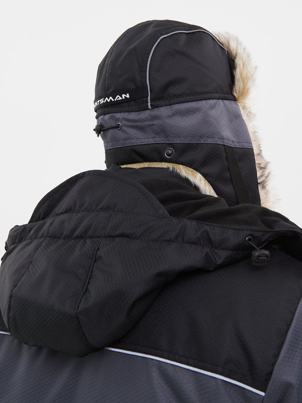 Шапка ушанка зимняя Полюс ткань Cell цвет Серый/Черный