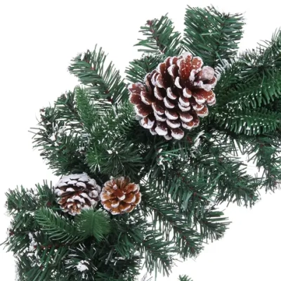 Венок хвойный «Иней» d-60 см, ПВХ, литой ПВХ, шишки, белый иней