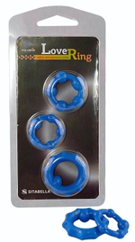 Набор из 3 синих рельефных эрекционных колец (Цвет: синий)