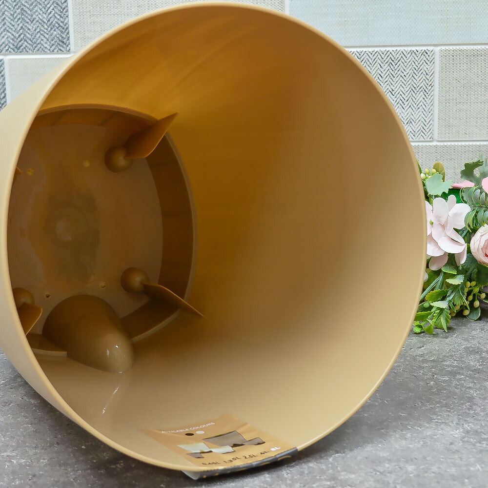 Горшок цветочный Wood 8л D250мм с прикорневым поливом, молочный шоколад/бук