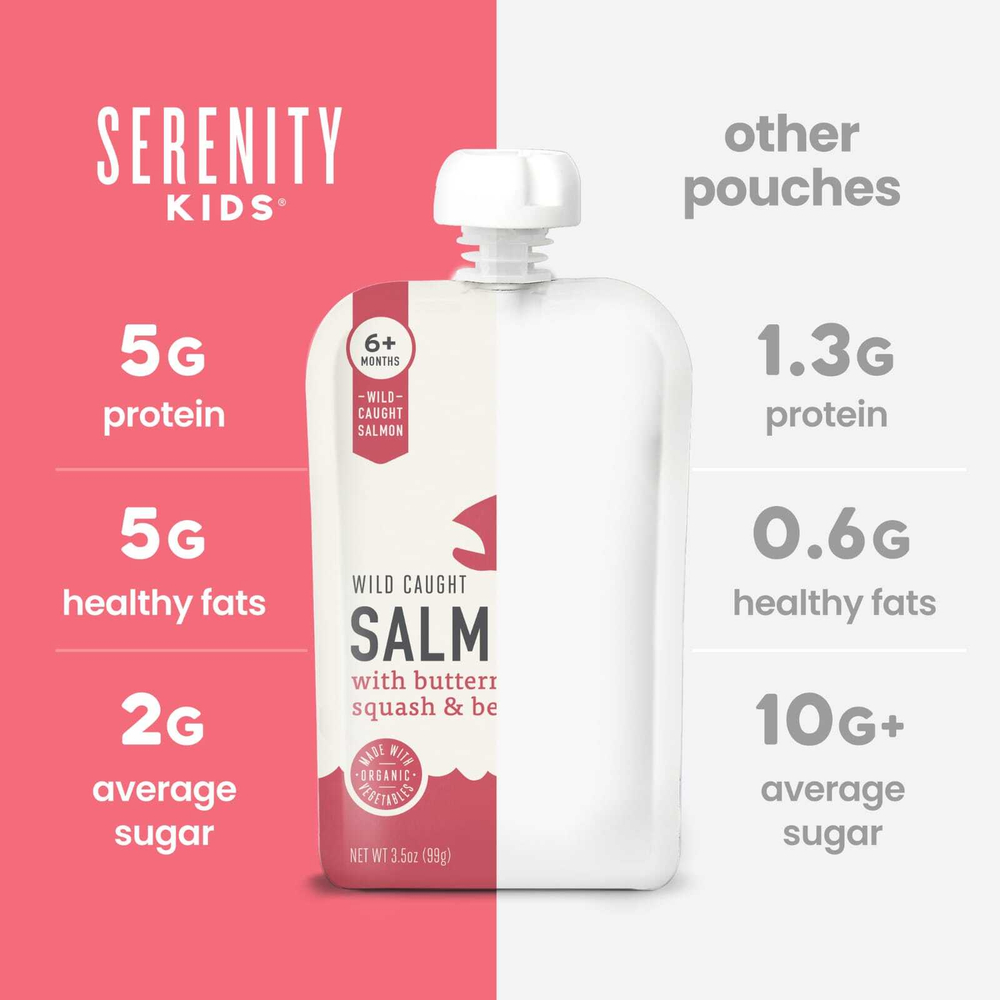Serenity Kids, лосось дикого улова с мускатной тыквой и свеклой, для детей от 6 месяцев, 99 г (3,5 унции)