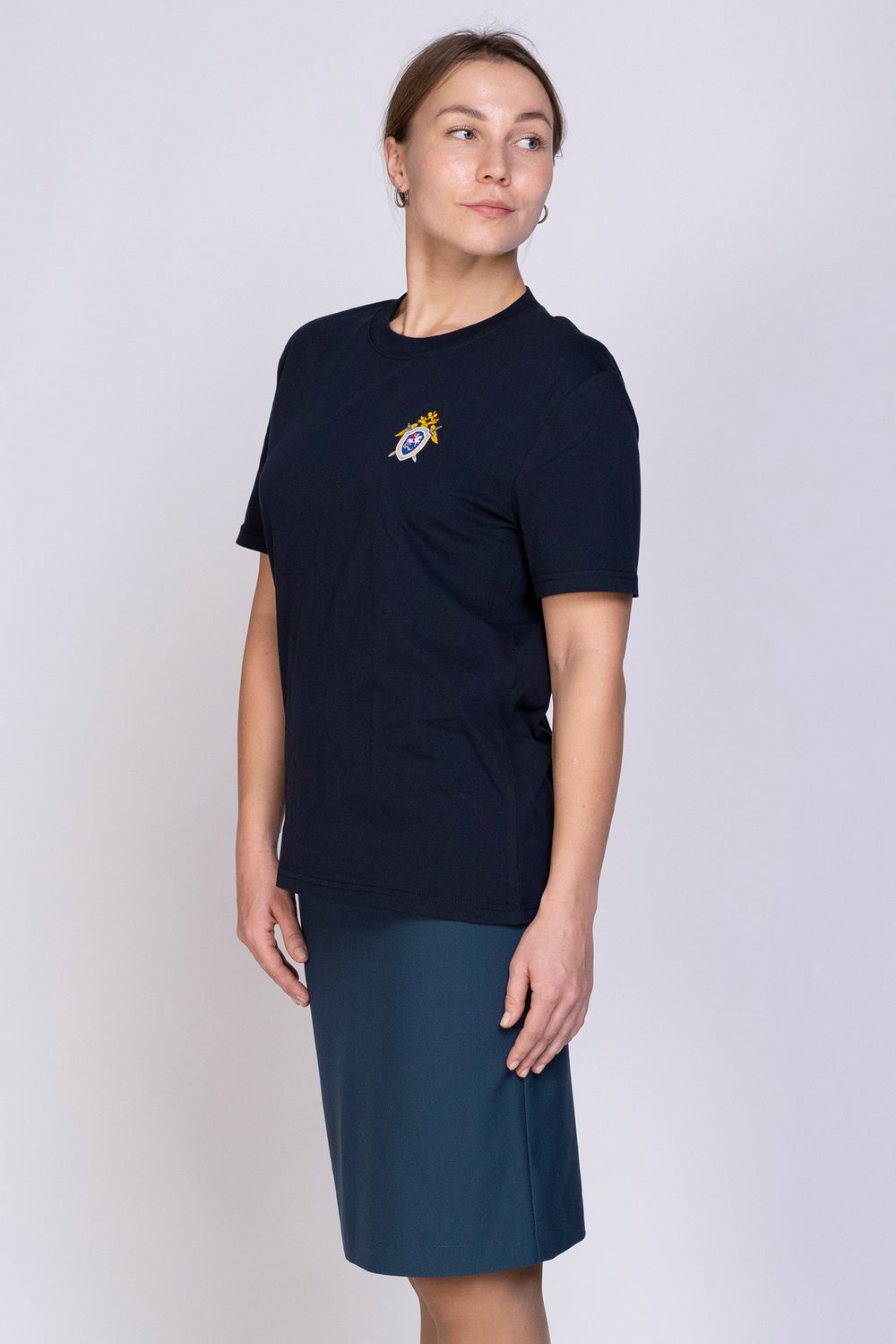 Футболка женская СК  (термопечать, темно-синий)