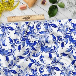 Ткань мембрана изящные узоры росписью гжель