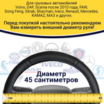 Оплетка на руль грузового автомобиля 45 см (натуральная кожа с перфорацией, черный, синяя строчка)