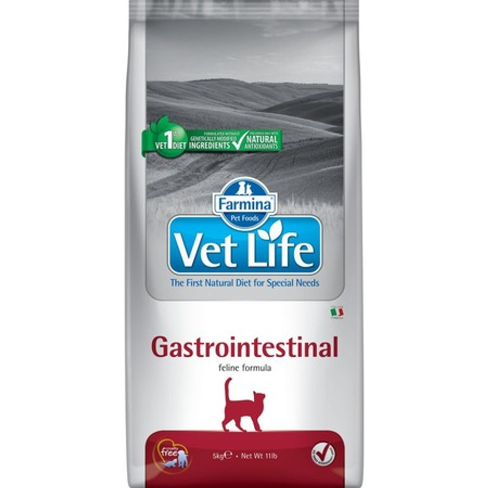 Сухой корм FARMINA Vet Life GastroIntestinal Feline для взрослых кошек при нарушениях пищеварения - 5 кг