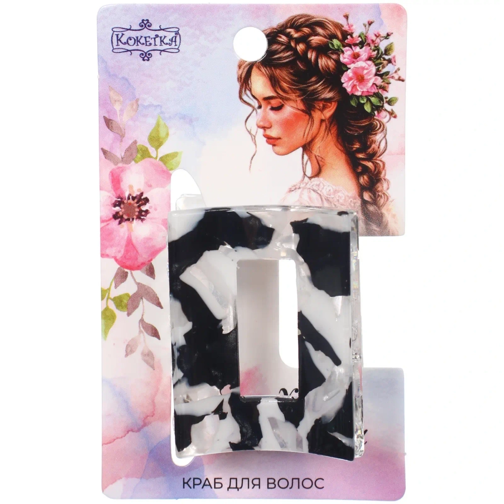 Заколка - краб для волос «AKS-EMPIRE», квадрат, цвет микс 6 цветов, 3,6*2,7см