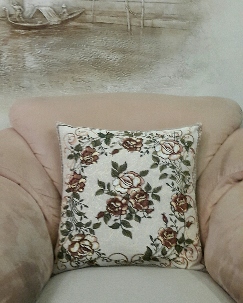 Декоративный гобеленовый чехол для интерьерной подушки Плетистая роза 47х47