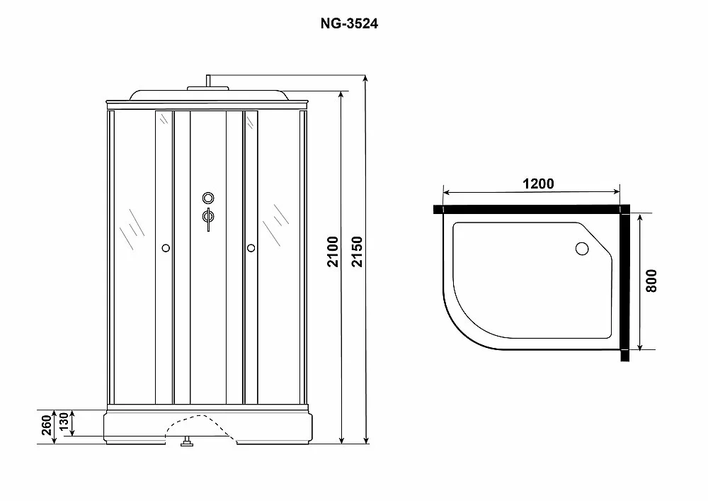Душевая кабина Niagara Eco E120/80/26/TN 120х80 стекло тонированное/профиль хром