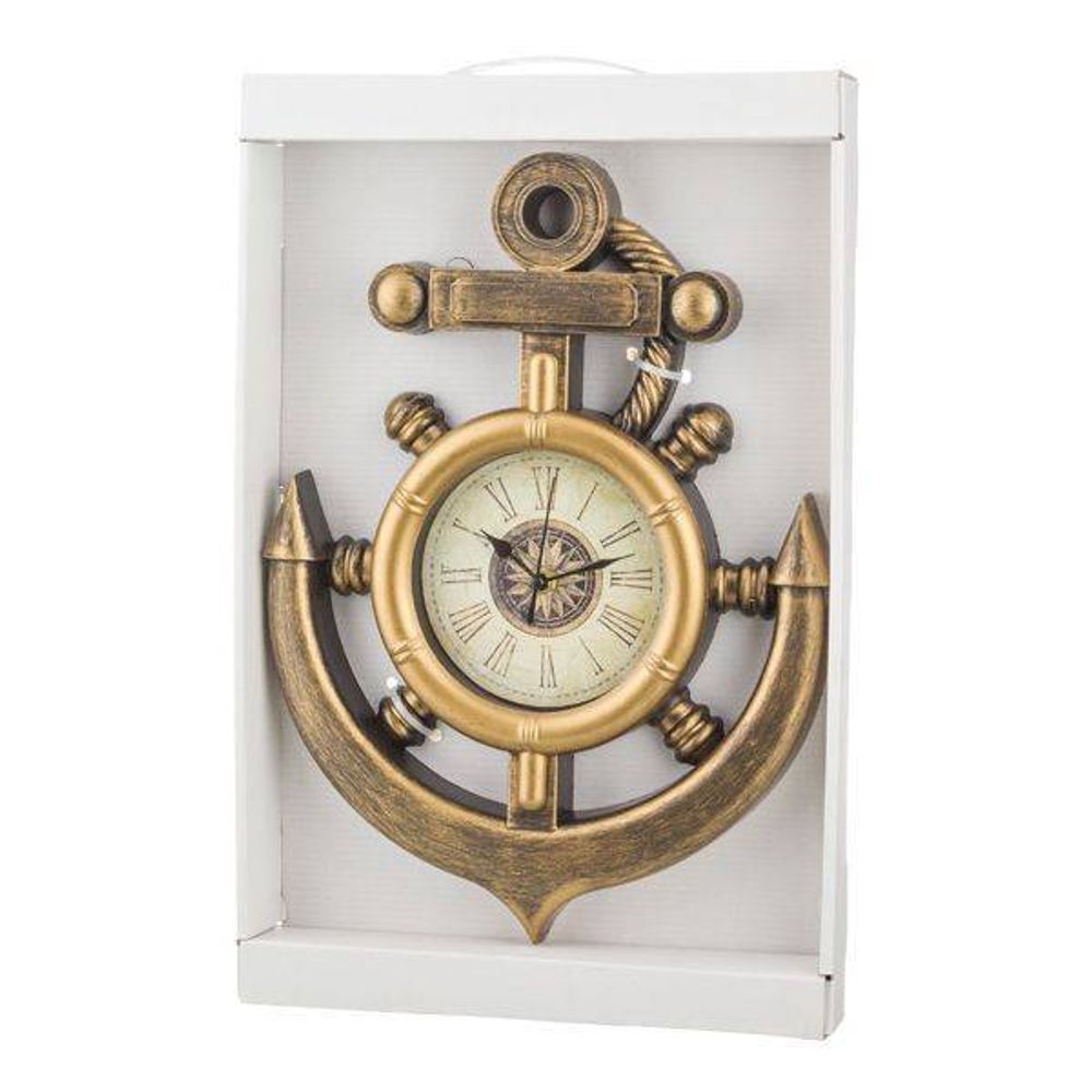 ЧАСЫ НАСТЕННЫЕ КВАРЦЕВЫЕ "OLD SALT" 38*28*4 СМ. ДИАМЕТР ЦИФЕРБЛАТА=12 СМ. (КОР=6ШТ.)