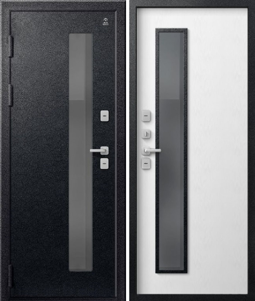 Входная дверь Центурион ТЕРМО Т-20 Чёрный муар - Софт ясень белый