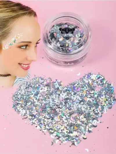 Блёстки серебряные "Луна с крошкой" 5 гр сухие крупные