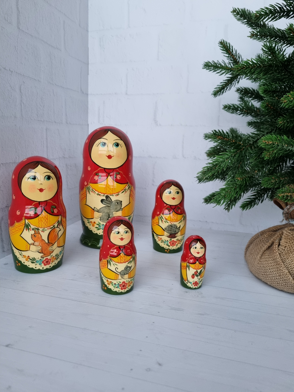 Матрешка с зайчиком 5 мест