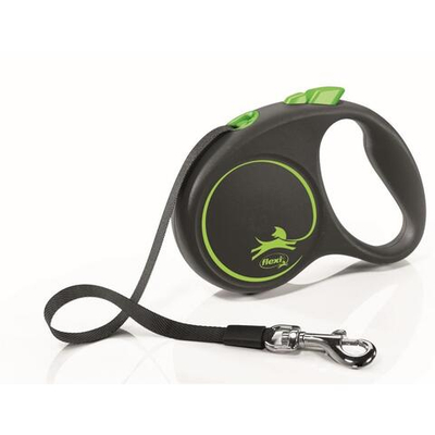 FLEXI Рулетка BLACK DESIGN S ремень 5 м до 15 кг, зеленый