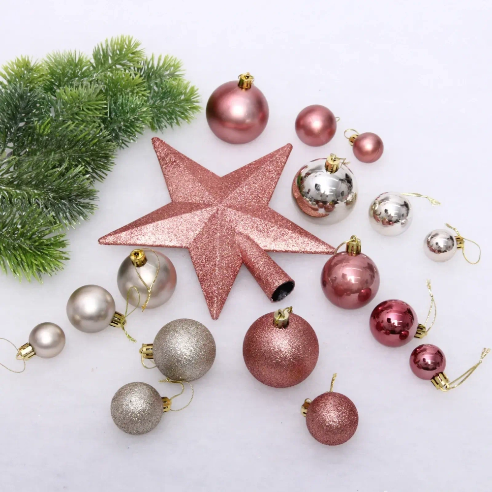 Набор ёлочных украшений «Christmas morning» 48 предметов, rose gold/champagne