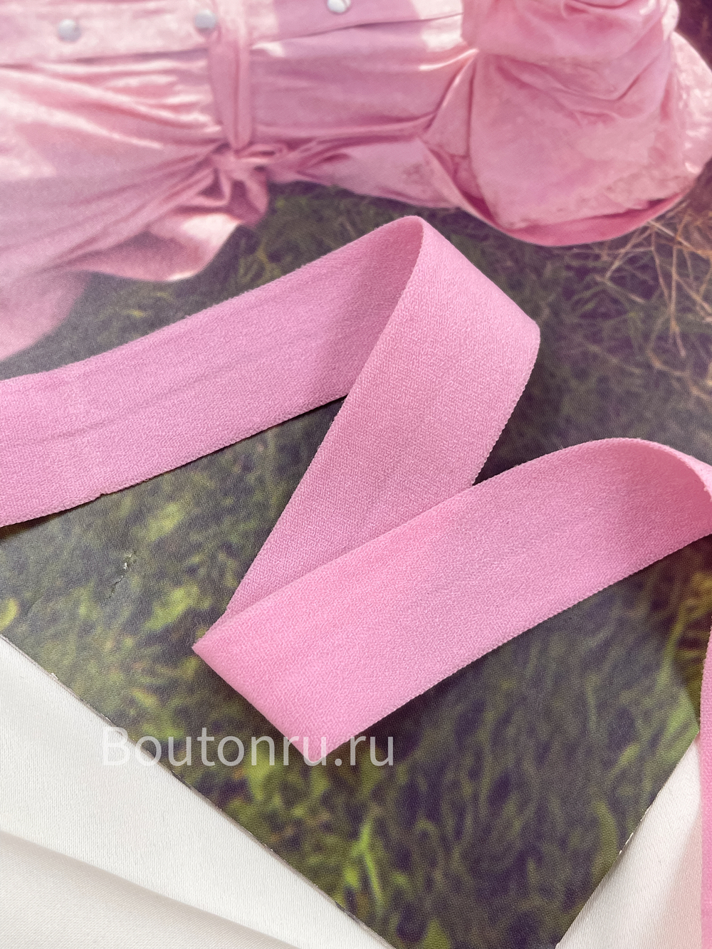 Эластичная косая бейка розовая 20 мм