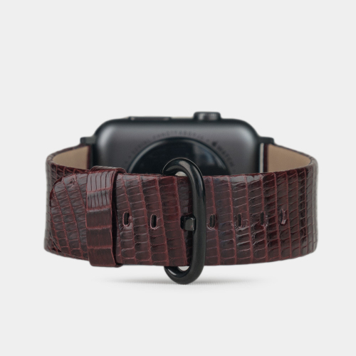 Ремешок для Apple Watch 44/45/46 mm из кожи ящерицы, бордового цвета