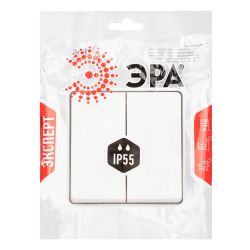 Переключатель ЭРА Эксперт 11-1506-01 двойной IP55 10АХ-250В ОУ белый | Эра Эксперт