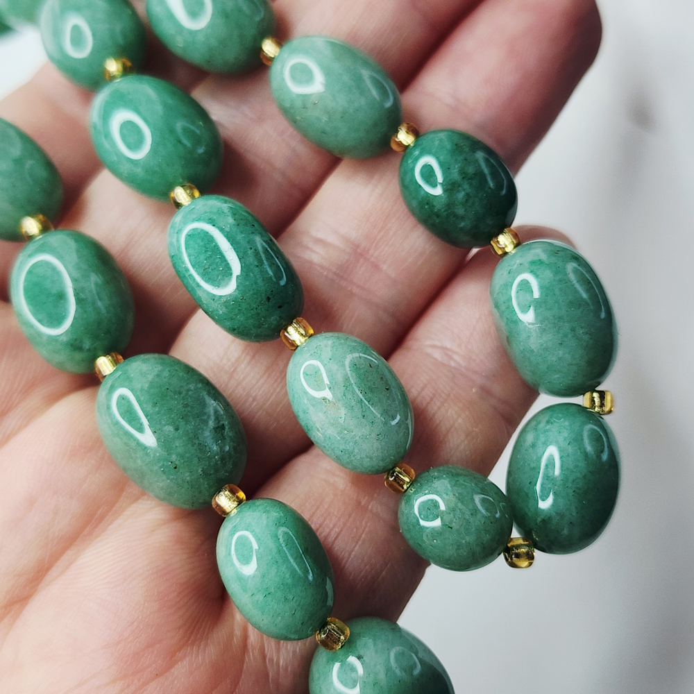 Авантюрин, крупная галтовка, 10-15 мм, камни овалы бочонки, штучно