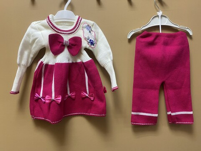 Комплект на девочку теплый вязаный на рост 68-74 см в двух расцветках