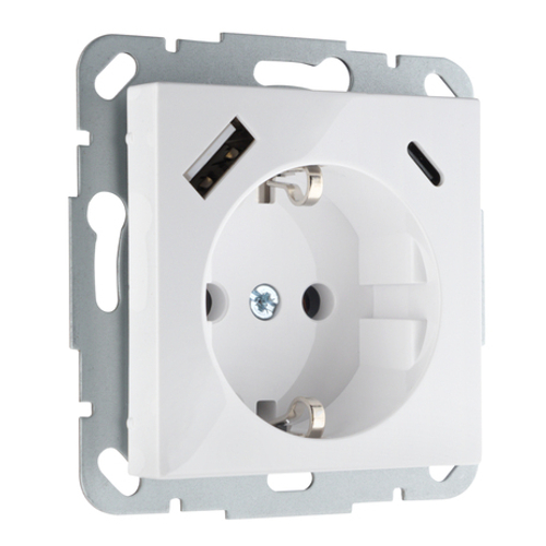 Розетка USB (A+C), 16А 250В 3400 мА LIREGUS EPSILON IUK-3-01.E/B белая