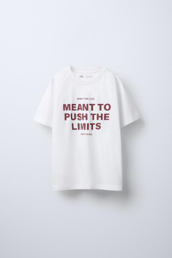 ZARA ФУТБОЛКА С НАДПИСЯМИ, БЕЛЫЙ