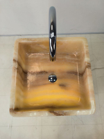 Раковина напольная из оникса Square Yellow ON-65918 45х45х90 из натурального камня