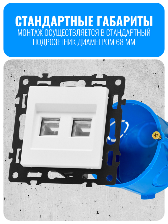 Розетка двойная интернет RJ45 Smart Aura серия Fusion без рамки