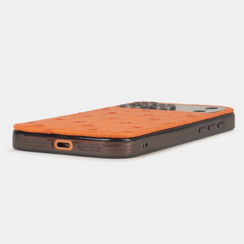 Чехол-накладка для iPhone 17 Pro - кожа страуса, оранжевый